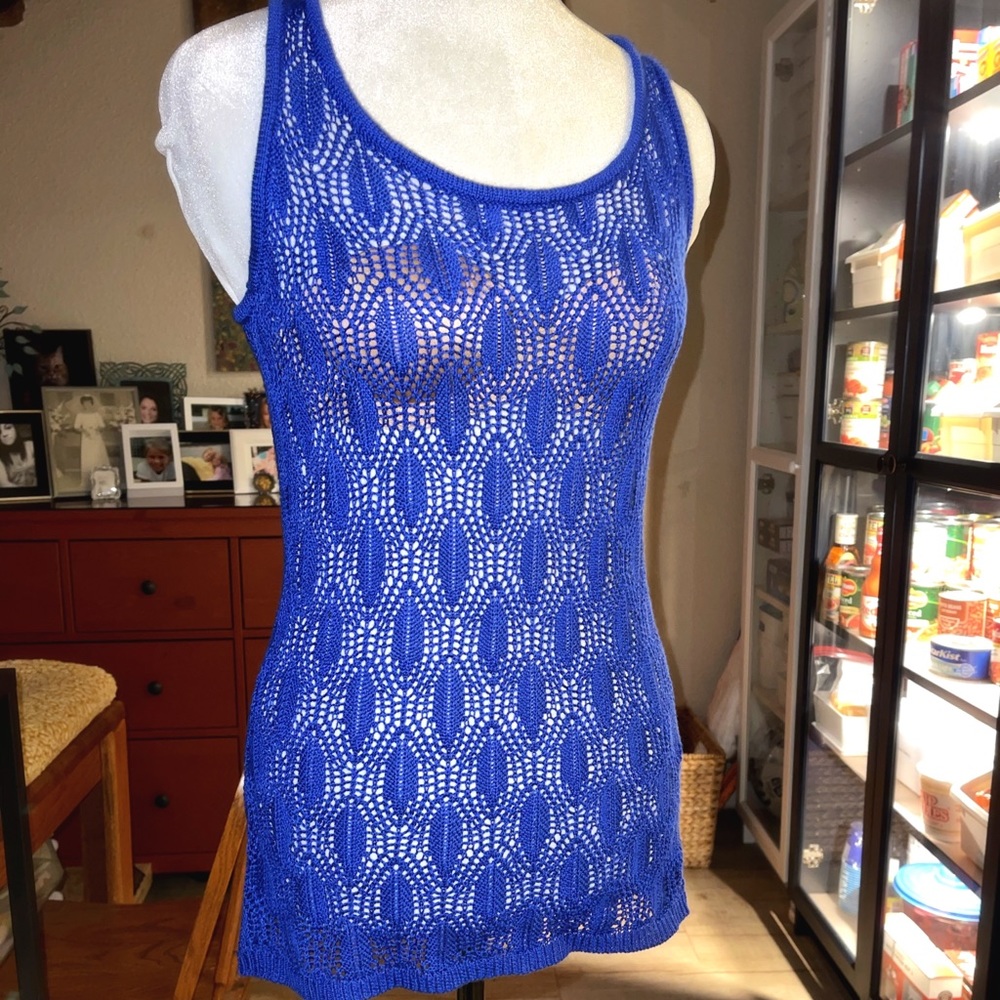 Royal Blue Openwork Tank Top